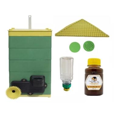 Imagem de Kit Caixa De Abelha Sem Ferrão de 12 com Telhado e Atrativo - Verde