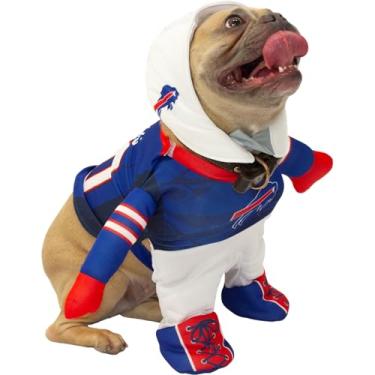 Imagem de Fantasia de cachorro de corrida NFL Buffalo Bills oficialmente licenciada pela MODERN HERO inclui conjunto de 2 peças - body e chapéu, tamanho P