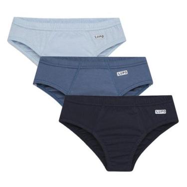 Imagem de Cueca Infantil Slip Kit 3 cuecas Azul Básicas Lisa Confortável Tradici