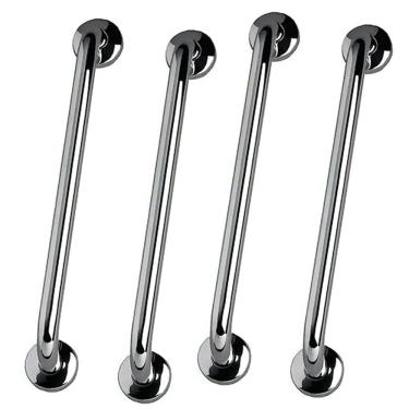 Imagem de Barra de Apoio 60cm Inox Kit 4 Unidades Acessibilidade Cadeirante Deficiente Idoso Banheiro Box Suporte Escada Corrimao Segurança Resistente