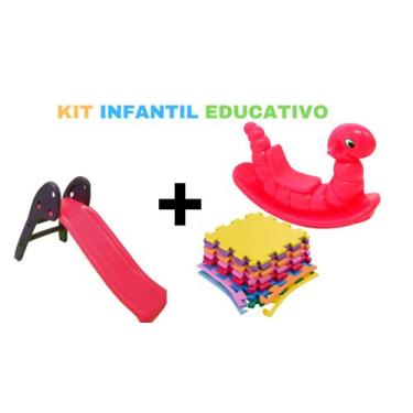 Imagem de Escorregador baby rosa c/ roxo + 1 gangorra nhoca rosa super divertida