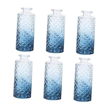 Imagem de Bothyi 6x Vasos de vidro para arranjos de flores, enfeites criativos, recipientes decorativos para plantas, entrada de fazenda interna, Azul Gradiente