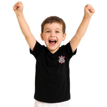 Imagem de Camiseta Infantil Corinthians Preta Gola V Oficial - Revedor, Preto, T