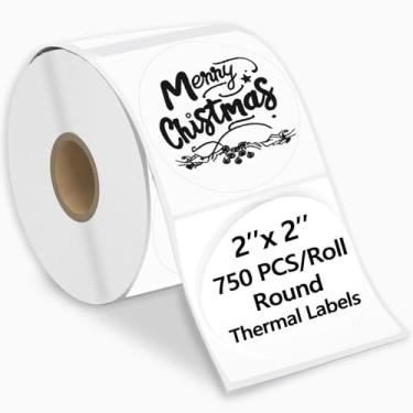 Imagem de 750 peças de etiquetas térmicas redondas de 5 cm para impressora de etiquetas, adesivos de impressora térmica Value Circle para empresas, design de logotipo DIY, adesivos de código QR, compatíveis com