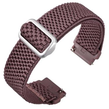 Imagem de ANNEFIT Pulseira de relógio de nylon elástica para homens e mulheres, pulseiras elásticas ajustáveis com liberação rápida, pulseira de substituição de 20 mm (violeta claro)