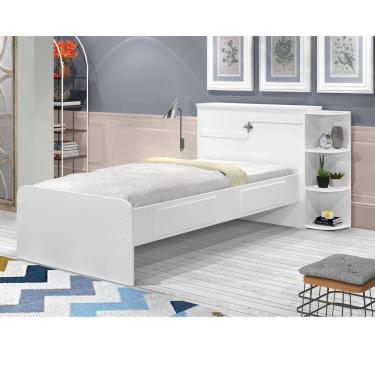 Imagem de Cama Solteiro 4 Prateleiras com Baú Hortência J&A Móveis Branco/Lilás