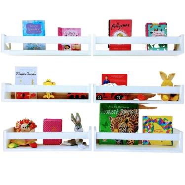 Imagem de Kit de nichos prateleira infantis para livros mdf 6pçs 40cm