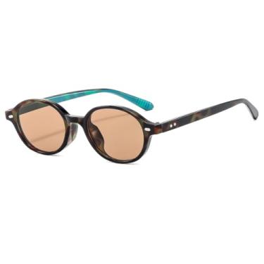 Imagem de Óculos de sol vintage com armação oval, óculos retrô da moda, UV400 (chá de leopardo)