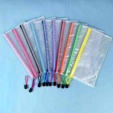 Imagem de 10 peças de sacos de malha com zíper A6 sacos de arquivo de plástico com zíper para escritório, escola, viagem, casa, armazenamento de suprimentos