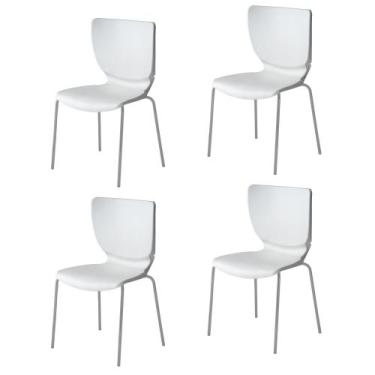 Imagem de Kit 4 Cadeiras Empilháveis Base Aço Tubular Mono - Prima Design