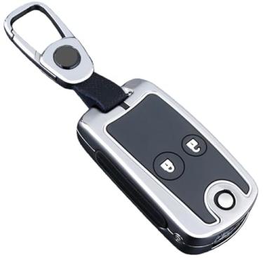 Imagem de Capa de metal para chave de carro compatível com Honda Civic/Fit/Accord/CRV/HRV/Jazz/Odyssey Compatível com Acura/TL/TSX/ZDX/RSX/CRZ acessórios(2 Buttons Silver)