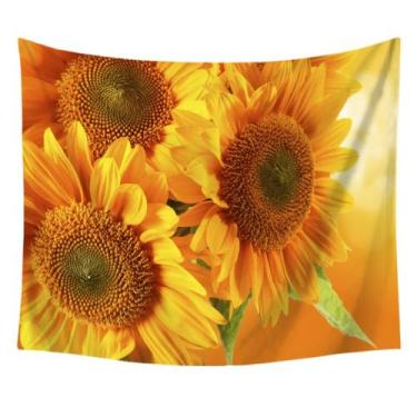 Imagem de Estética de sala de parede de tapeçaria com flores de girassol 150x100