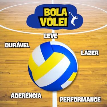 Imagem de Bola de Vôlei Oficial Profissional para Quadra e Praia Branco Azul Amarelo (bola)