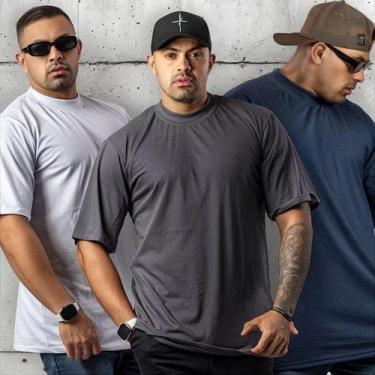 Imagem de Kit com 3 Camisetas Oversized Masculina Lisa Pronta Entrega - RM Fabri