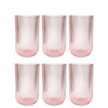 Imagem de Jogo copos vidro canelado bliss marsala 450ml luxo 6pç suco agua - LAR