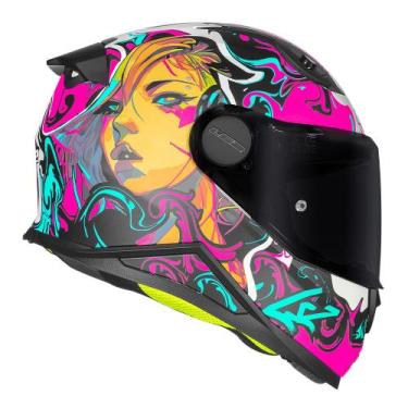 Imagem de Capacete Infantil Feminino Moto Ls2 FF812 Rosa Kids Criança, Roxo cian