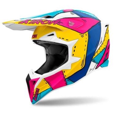 Imagem de Capacete Motocross Airoh Wraap Paint Moto Trilha Off Road, Branco Amar
