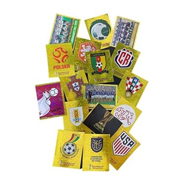 Imagem de Kit 10 Figurinhas Douradas da copa do mundo qatar 2022 raras escudos das seleções kit com 10 Aleatórias Copa 2022