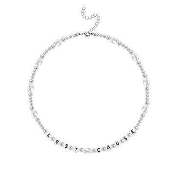 Imagem de Colar LOST CAUSE Billie cantor inspirado em Eilish mais feliz do que nunca perdeu por causa ajustável colar gargantilha com contas de pérola para fãs presentes para mulheres homens, Resina, resina