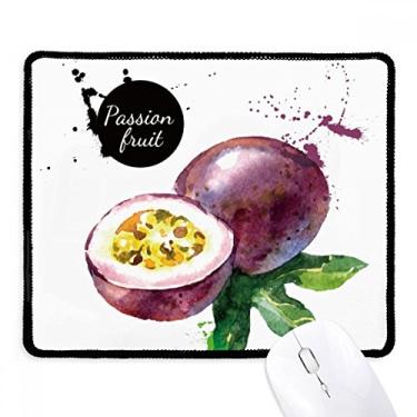 Imagem de Mousepad Passion Fruit Tasty Healthy Watercolor com borda costurada e borracha para jogos