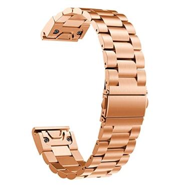 Imagem de DFAMIN NOVA pulseira de relógio de liberação rápida de aço inoxidável de 26 mm para relógio Garmin Descent Mk1 pulseira de ajuste fácil para descida Mk1 (cor: ouro rosa, tamanho: 22mm)