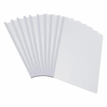 Imagem de PATIKIL Capas de relatório transparentes com barra deslizante, 10 capas de currículo com aderência deslizante de 8 mm, capacidade de 50 folhas, pastas de apresentação A4 para arquivo, currículo,