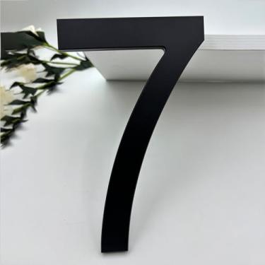 Imagem de BetLight Números de casa premium - Número de endereço residencial de alumínio de 20 cm de altura para montagem externa/flutuante/à prova de ferrugem e antidesbotamento/preto elegante/número 7