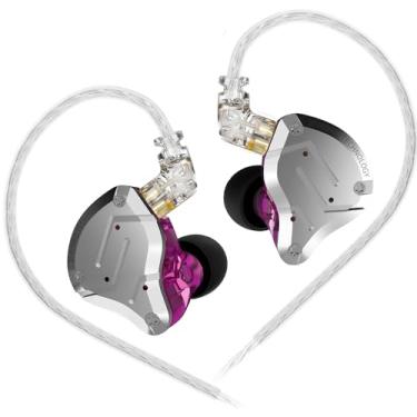 Imagem de Fones de ouvido para jogos, KZ ZS10 Pro Gaming para fone de ouvido IEM, KZ in Ear Monitor IEM HiFi com 5 drivers 4BA 1DD com cabo destacável de 2 pinos de 0,75 mm para Singer (roxo sem microfone)..