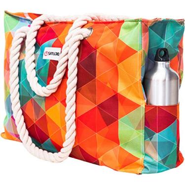 Imagem de Saco de praia GG. 100% à prova d'água (IP64). L22 x H15 x W6. Fecho de zíper. Capa para celular, suporte para chave, abridor de garrafa, Rainbow, X-Large