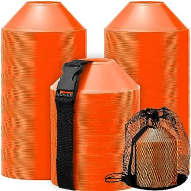 Imagem de Hanaive 100 peças mini cones de futebol para exercícios esportivos, cones de disco de agilidade de 12 cm com acessórios para treinamento de futebol infantil (laranja)