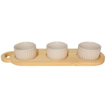 Imagem de Suporte em pinus para 3 ramekim de 190 ml branco - LFF
