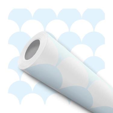 Imagem de Papel De Parede Vinílico Escamas Azul E Branco Quarto Infantil 5m - Si