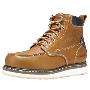 Imagem de HISEA Botas de trabalho masculinas de aço/bico macio, botas de trabalho industriais e de construção resistentes a deslizamento, botas de trabalho de bico composto, Bico macio - Bronze, 12