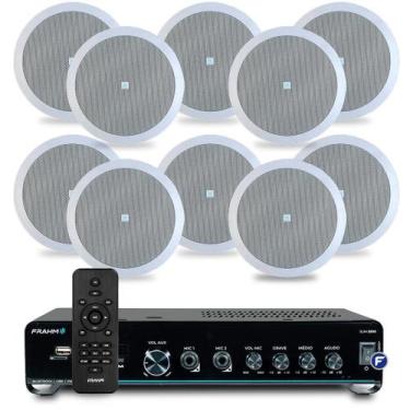 Imagem de Kit Som Ambiente Teto Gesso Embutir 10 Arandelas Jbl + Amplificador Bl