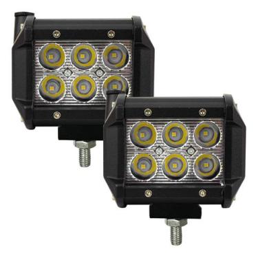 Imagem de Kit 2 Farol Milha Auxiliar 6 Led Agrícola Off Road 18w 6500k - Briwax
