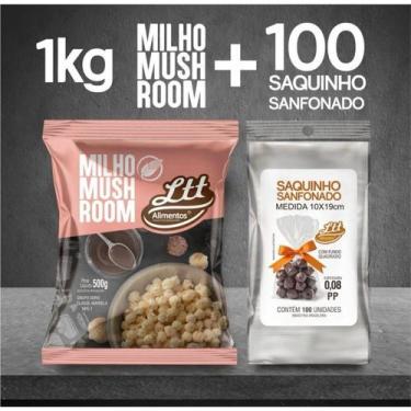 Imagem de Milho Mushroom Pipoca Gourmet 1kg + Saquinho para pipoca gourmet 10x19