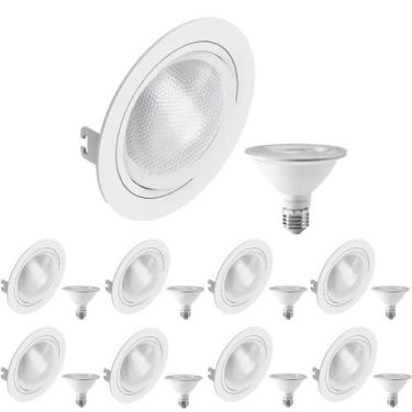 Imagem de 9 Spot Embutir Face Plana PAR30 + 1 Lâmpada LED 10W 6500K E27 - SAVE E