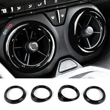 Imagem de CheroCar Tampa De Saída Ar Condicionado Para Chevrolet Camaro, Anel Acabamento, Acessórios Internos, Ajuste 2016-2021 (Preto)