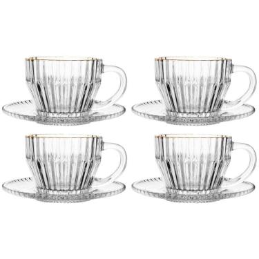 Imagem de Conjunto de 4 Xícaras de Café Imperatriz de Cristal com Fio de Ouro 110ml - Wolff