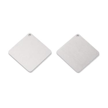 Imagem de 5 pingentes de losango, pingentes de aço inoxidável 304 não manchados, etiqueta em branco, efeito de banco de tração lateral dupla para fabricação de colar, pulseira, brinco, 24,5 x 24,5 x 1 mm
