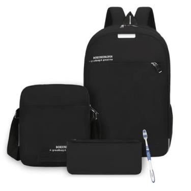 Imagem de Mochila Conjunto Lancheira Estojo com Design Refletor - Mormino, Preto