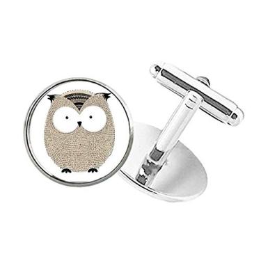 Imagem de DIYthinker Abotoaduras com botão redondo e coruja gordinha, estilo Simplicity