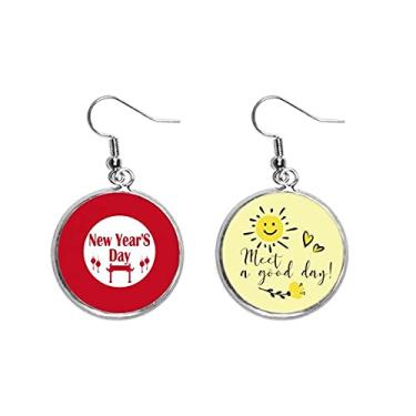 Imagem de Feliz Ano Novo Desejos Brincos de Flor de Sol Joia Moda, Medium, Metal