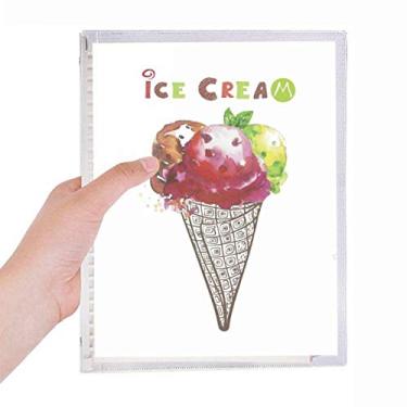 Imagem de Caderno de folhas de aquarela com cones de sorvete, diário de folhas soltas recarregável