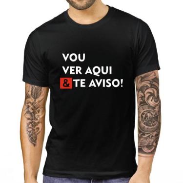 Imagem de Camiseta Camisa Adulto Preto Frases Vou Ver E Te Aviso Zuera - Retha E