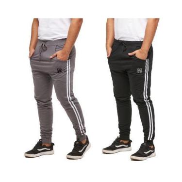 Imagem de KIT 02 CALÇAS DE MOLETOM WOOKS MASCULINA SARUEL SKINNY SPORT LUXO-CINZACLARO-GG-Masculino