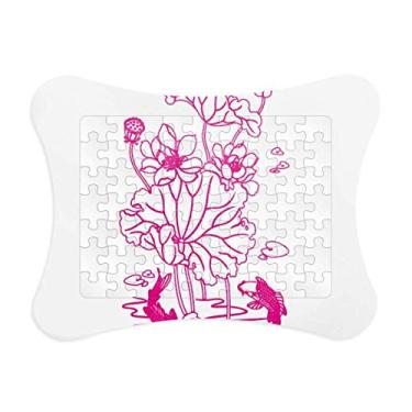 Imagem de Moldura de quebra-cabeça de água de lótus com flor de lótus e raiz de peixe, decoração de imagem