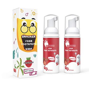 Imagem de Pasta de dente de espuma infantil com sabor de morango, fórmula natural sem flúor, pasta de dente de espuma para escova de dentes elétrica (60 ml) (pacote com 2)