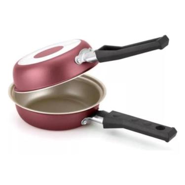 Imagem de Frigideira Hambúrgueira Dupla Antiaderente 14cm Cereja