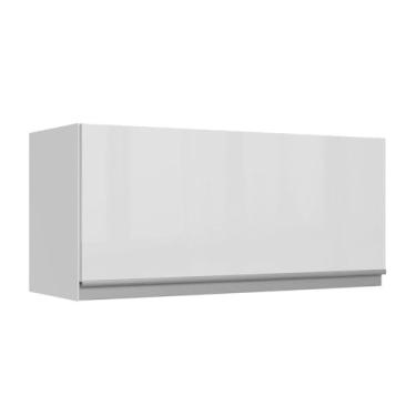 Imagem de Armário Aéreo 100% Mdf 70 cm 1 Porta Basculante Frente Branco Brilho Acordes Madesa